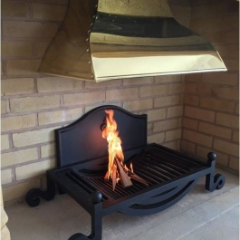 Bespoke firegrate with brass canopy