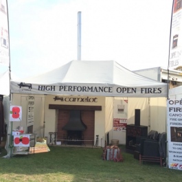 Camelot high perofmranc oepn fires stand at Malvern Autumn show