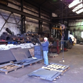 Dad waiting at the foundry to inspect cast iron pieces for large bespoke fireplace we created for luxury appartmend near Buckingham Palace.