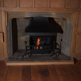 Wooden Clad Open Fireplace with Handmade Traditional Fire