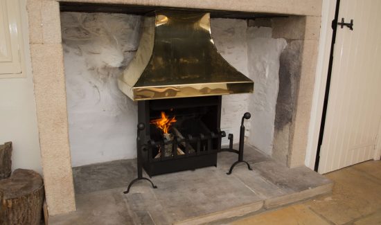 Brass inglenook copper canopy and thermovent