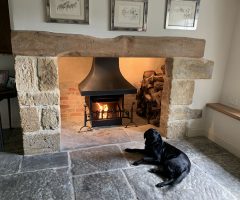 Traditional thermovent inglenook canopy and thermovent.