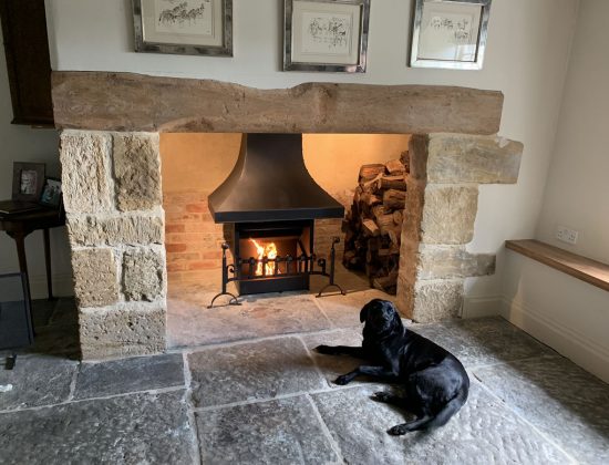 Traditional thermovent inglenook canopy and thermovent.