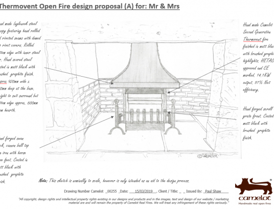 Final design sketch traditional thermovent fire