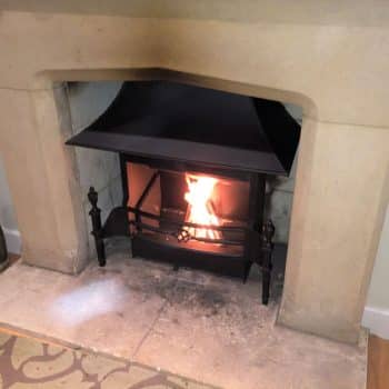 Thermovent Open fire with cottage style canopy