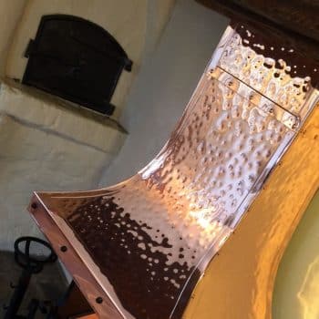 Hand beaten copper inglenook canopy