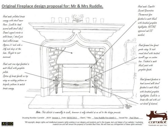 Regency brass canopy and fire dogs